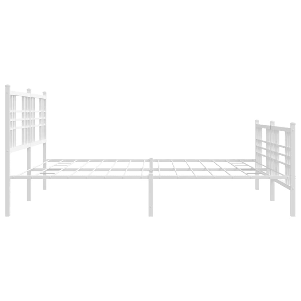 vidaXL Metal Bed Frame without Mattress with Footboard White 76"x79.9"