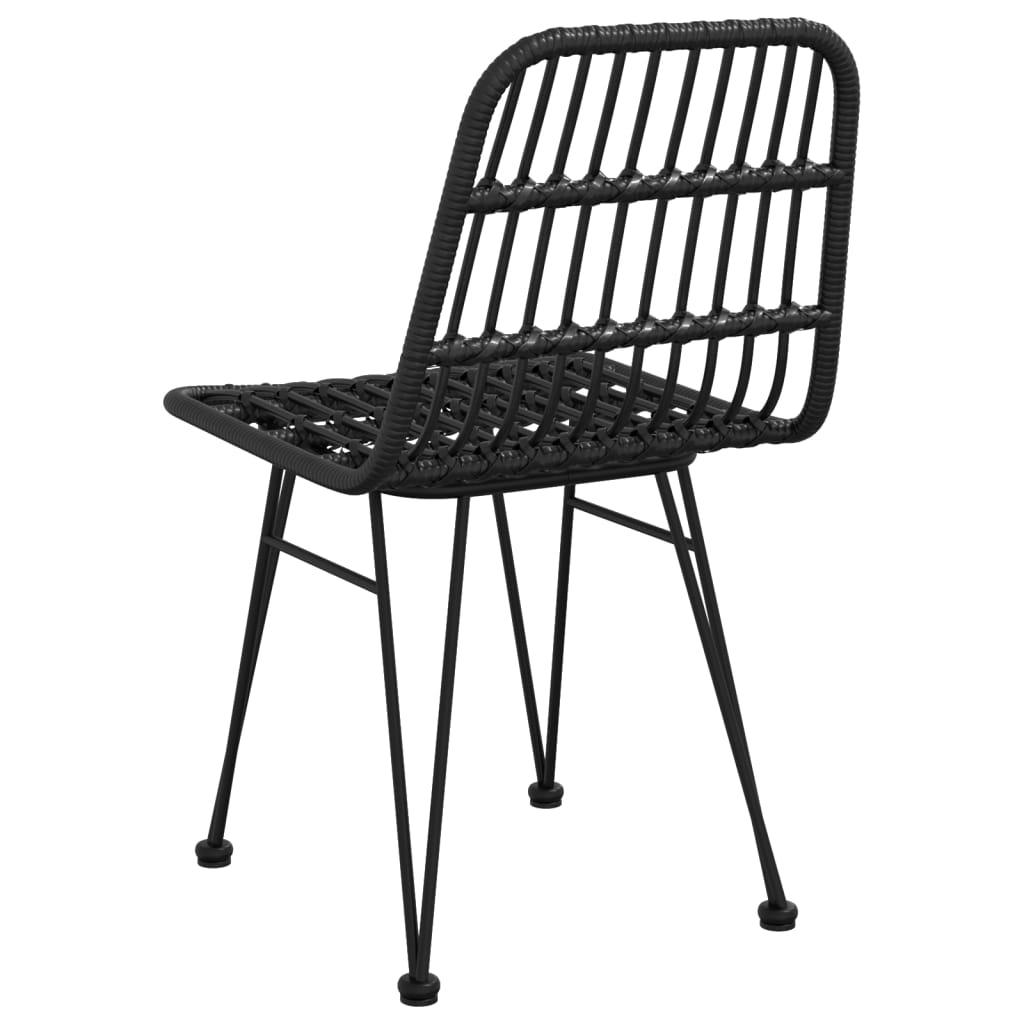 vidaXL Patio Chairs 2 pcs Black 18.9"x24.4"x33.1" PE Rattan