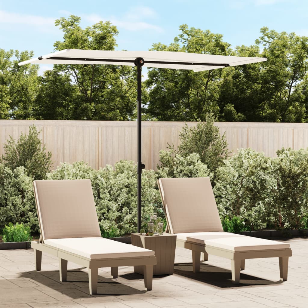 vidaXL Garden Parasol with Aluminum Pole 6.6'x4.9' Sand White