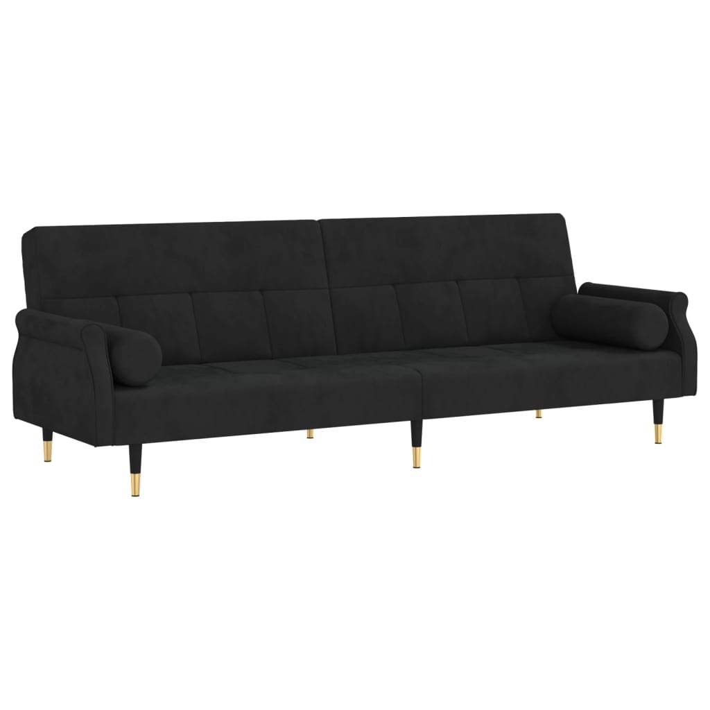 vidaXL Sofa Bed with Cushions Black Velvet