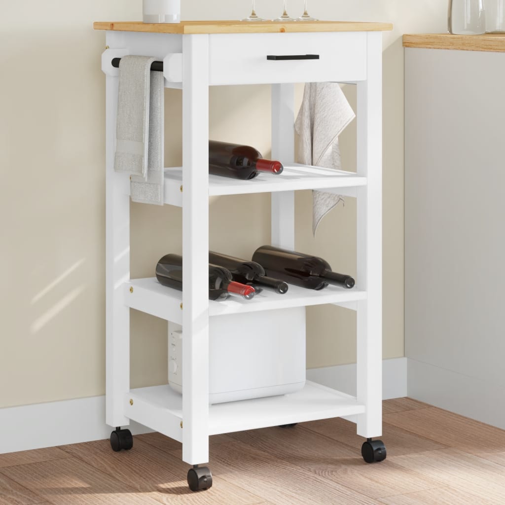 vidaXL Kitchen Trolley MONZA 18.9"x15.7"x35.4" Solid Wood Pine