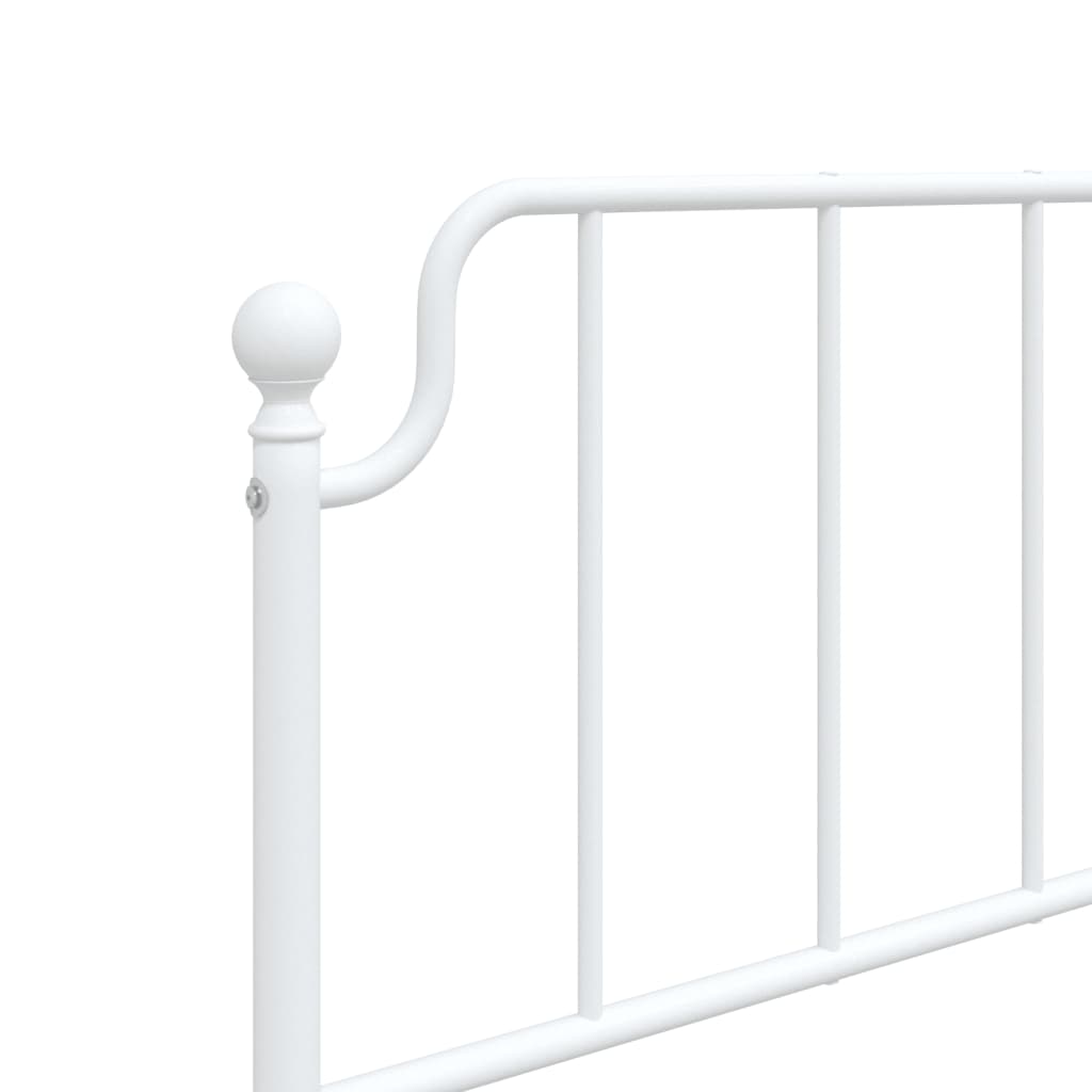 vidaXL Metal Bed Frame without Mattress with Headboard White 39.4"x78.7"