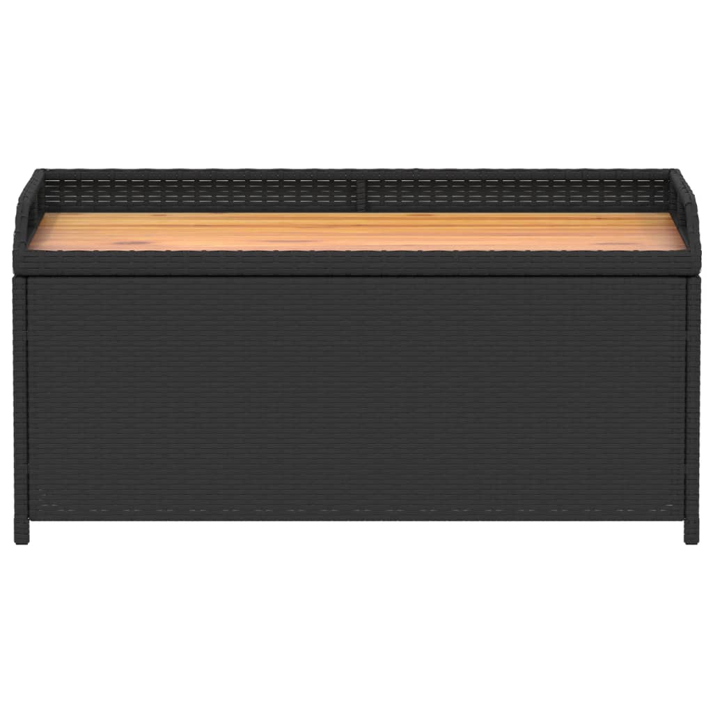 vidaXL Storage Bench Black 39.4"x19.7"x20.5" Poly Rattan and Acacia Wood