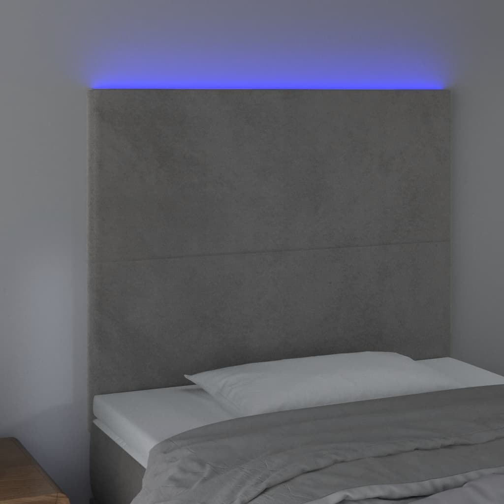 vidaXL LED Headboard Light Gray 39.4"x2"x46.5"/50.4" Velvet