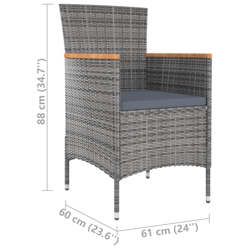 vidaXL 5 Piece Patio Dining Set with Cushions Poly Rattan Gray