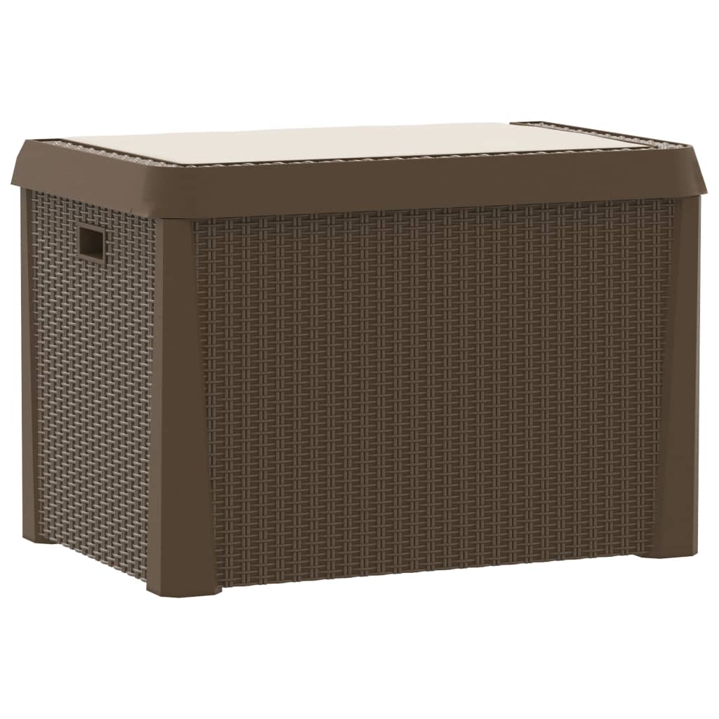 vidaXL Patio Storage Box with Seat Cushion Brown 33 gal PP