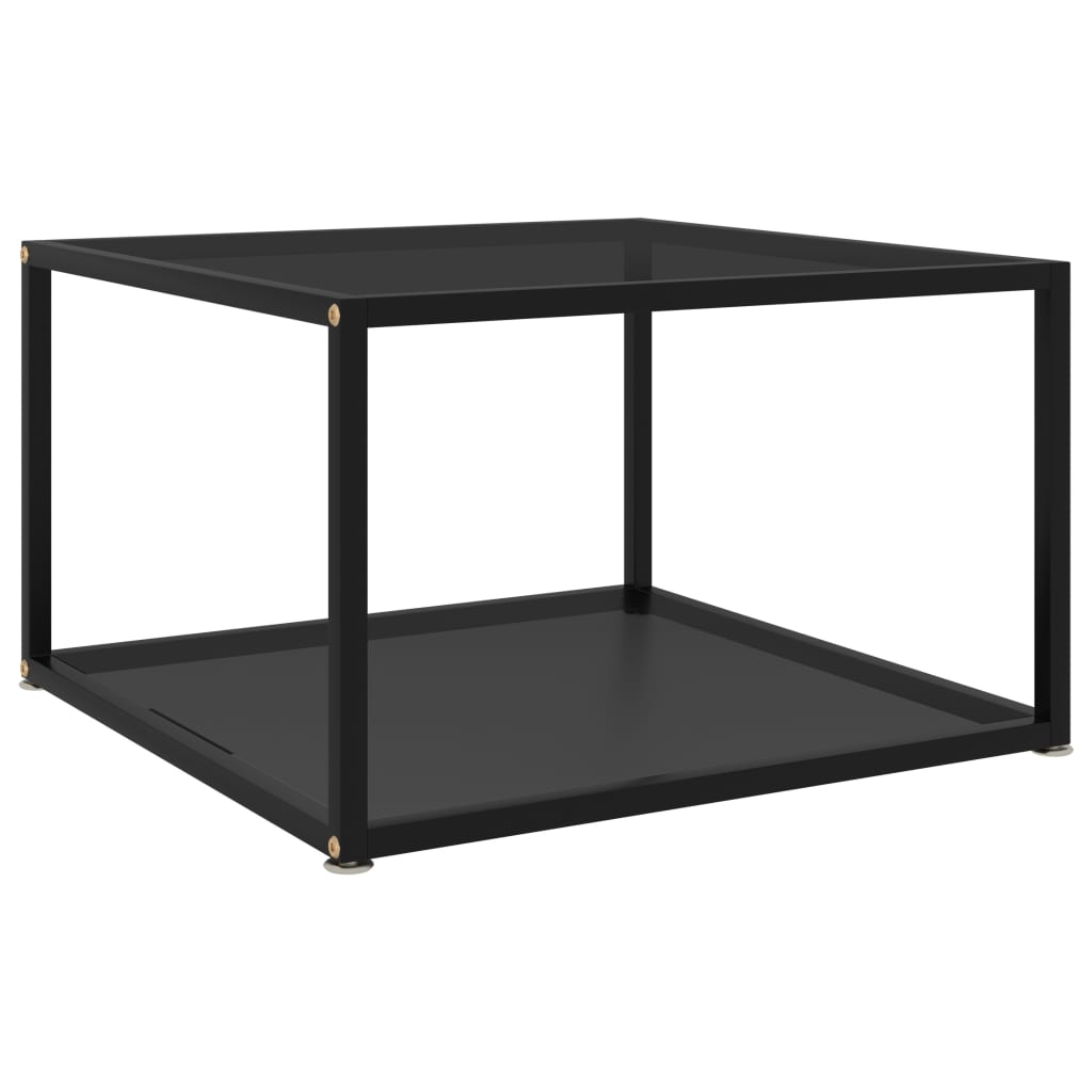 vidaXL Coffee Table Black 23.6"x23.6"x13.8" Tempered Glass