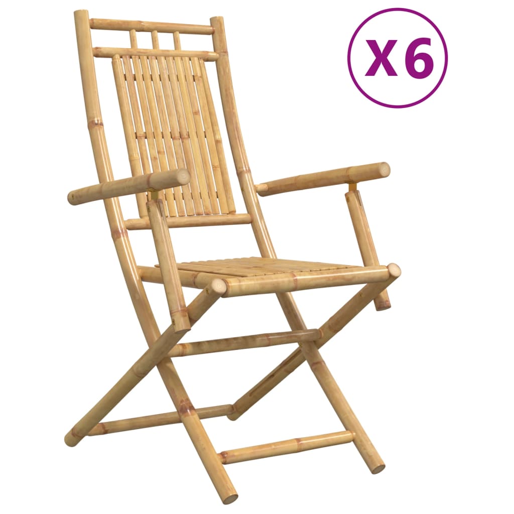 vidaXL Folding Patio Chairs 6 pcs 20.9"x26"x39" Bamboo