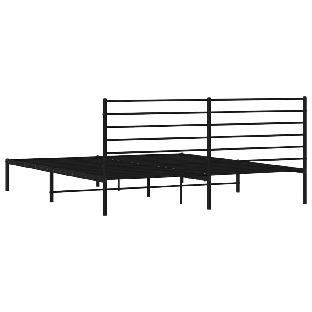 vidaXL Metal Bed Frame without Mattress with Headboard Black 72"x83.9"