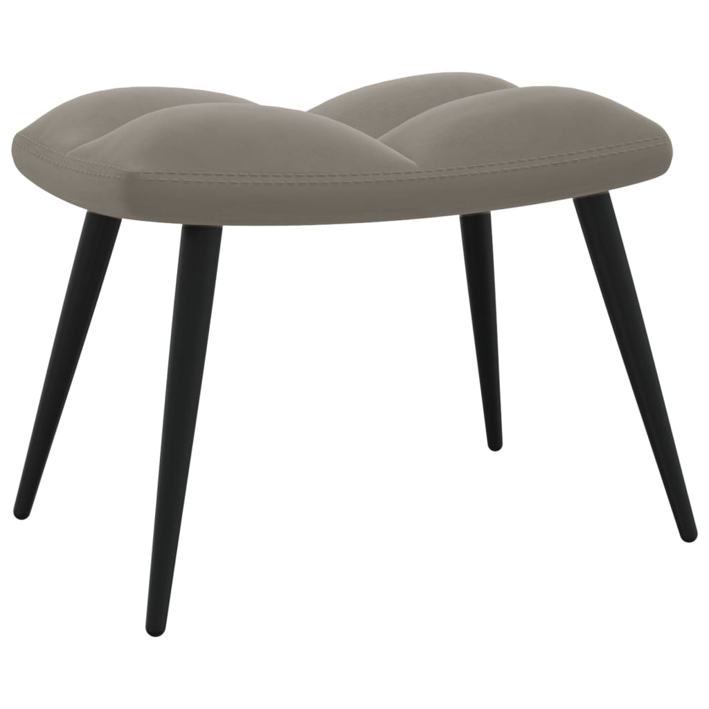 vidaXL Relaxing Chair with a Stool Light Gray Velvet