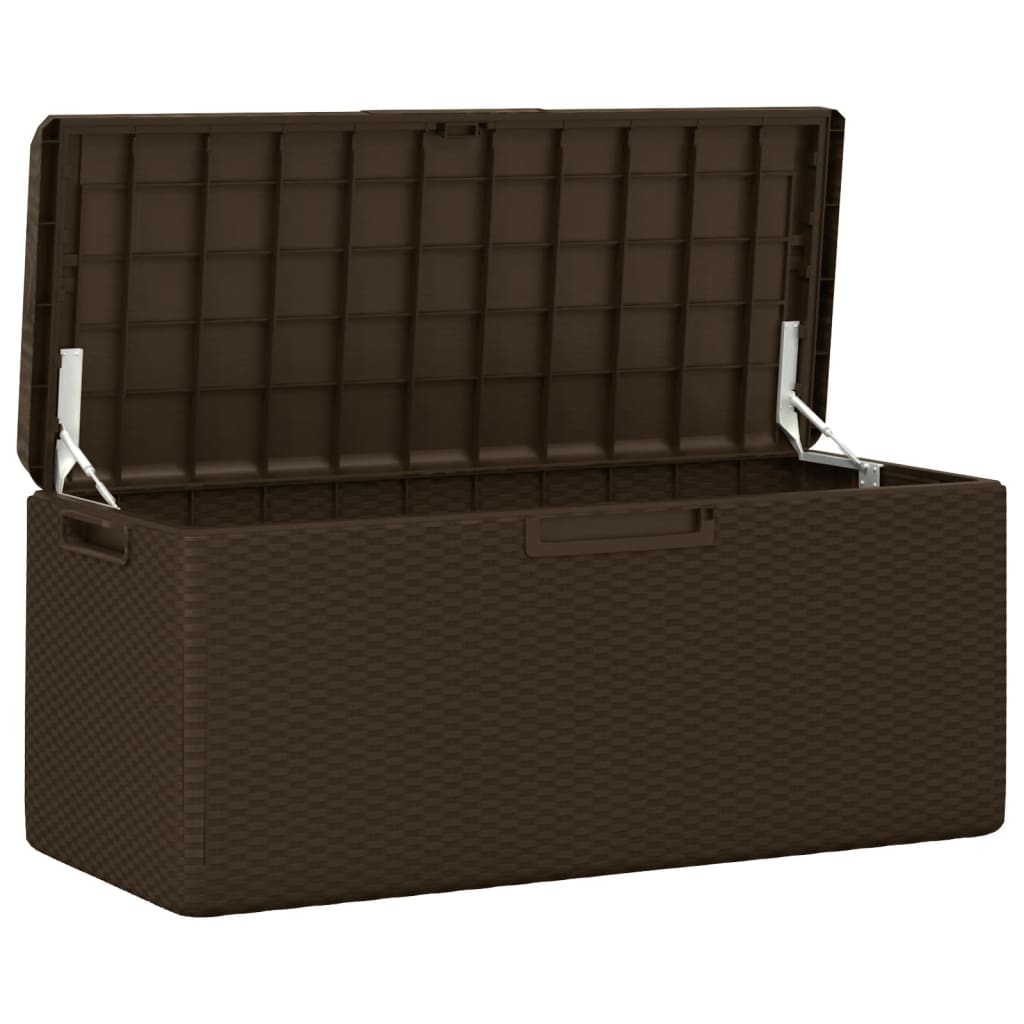 vidaXL Patio Storage Box with Seat Cushion Brown 92.5 gal PP