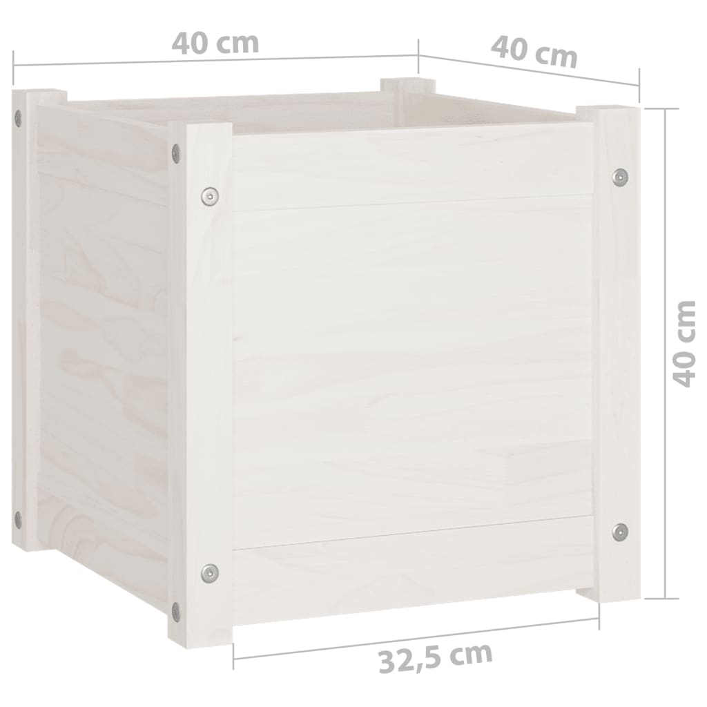 vidaXL Garden Planters 2 pcs White 15.7"x15.7"x15.7" Solid Wood Pine