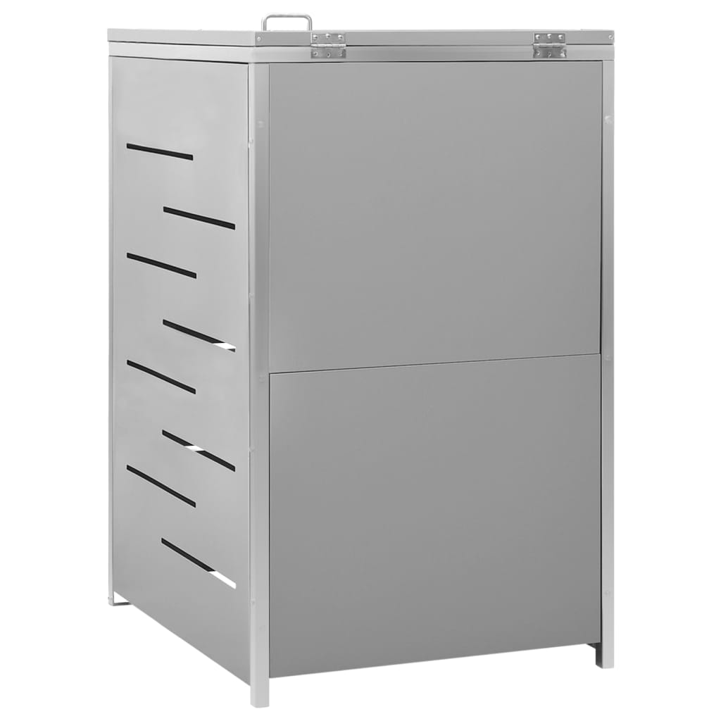 vidaXL Single Wheelie Bin Shed 27.2"x30.5"x44.3" Stainless Steel