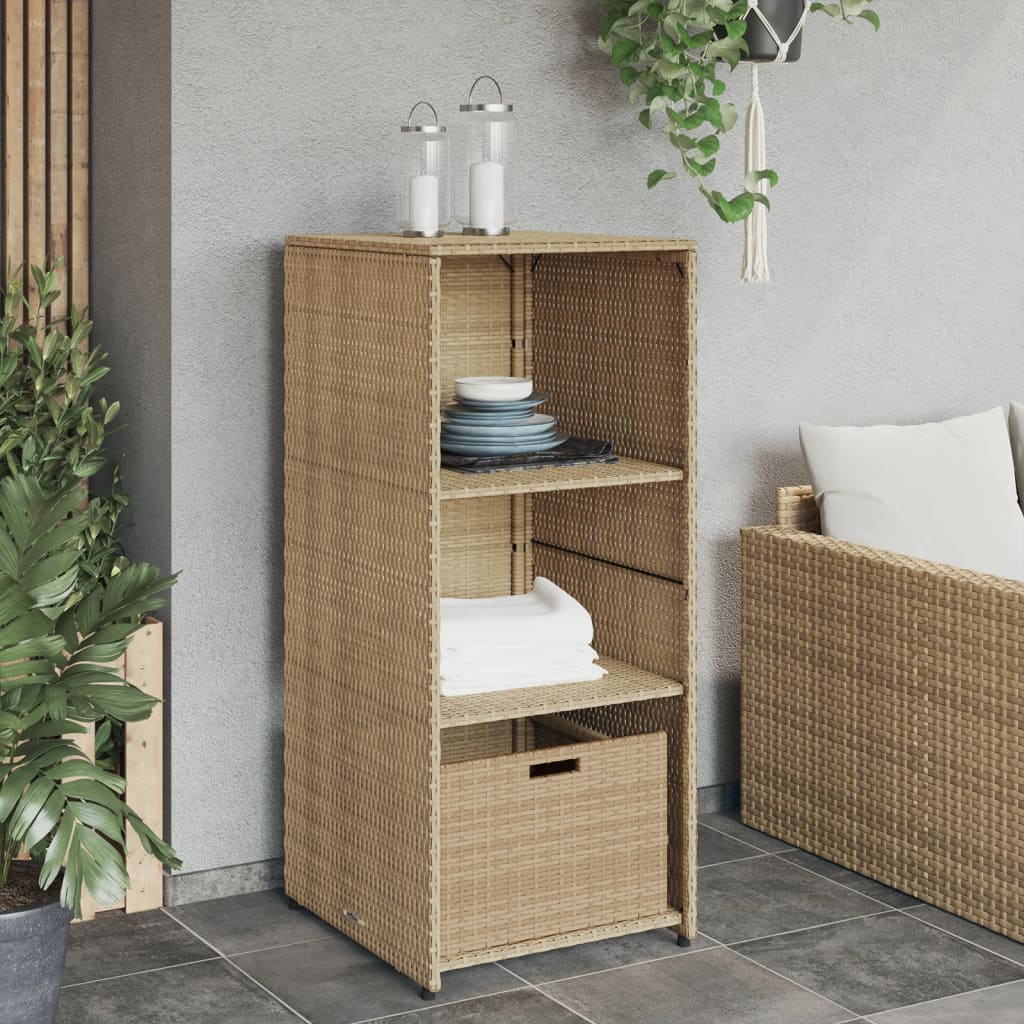 vidaXL Patio Storage Cabinet Beige 19.7"x21.7"x45.3" Poly Rattan