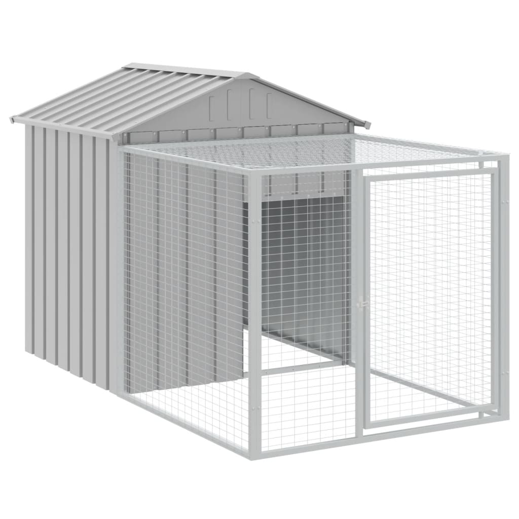 vidaXL Chicken Cage with Run Light Gray 46.1"x320.1"x48.4" Galvanized Steel
