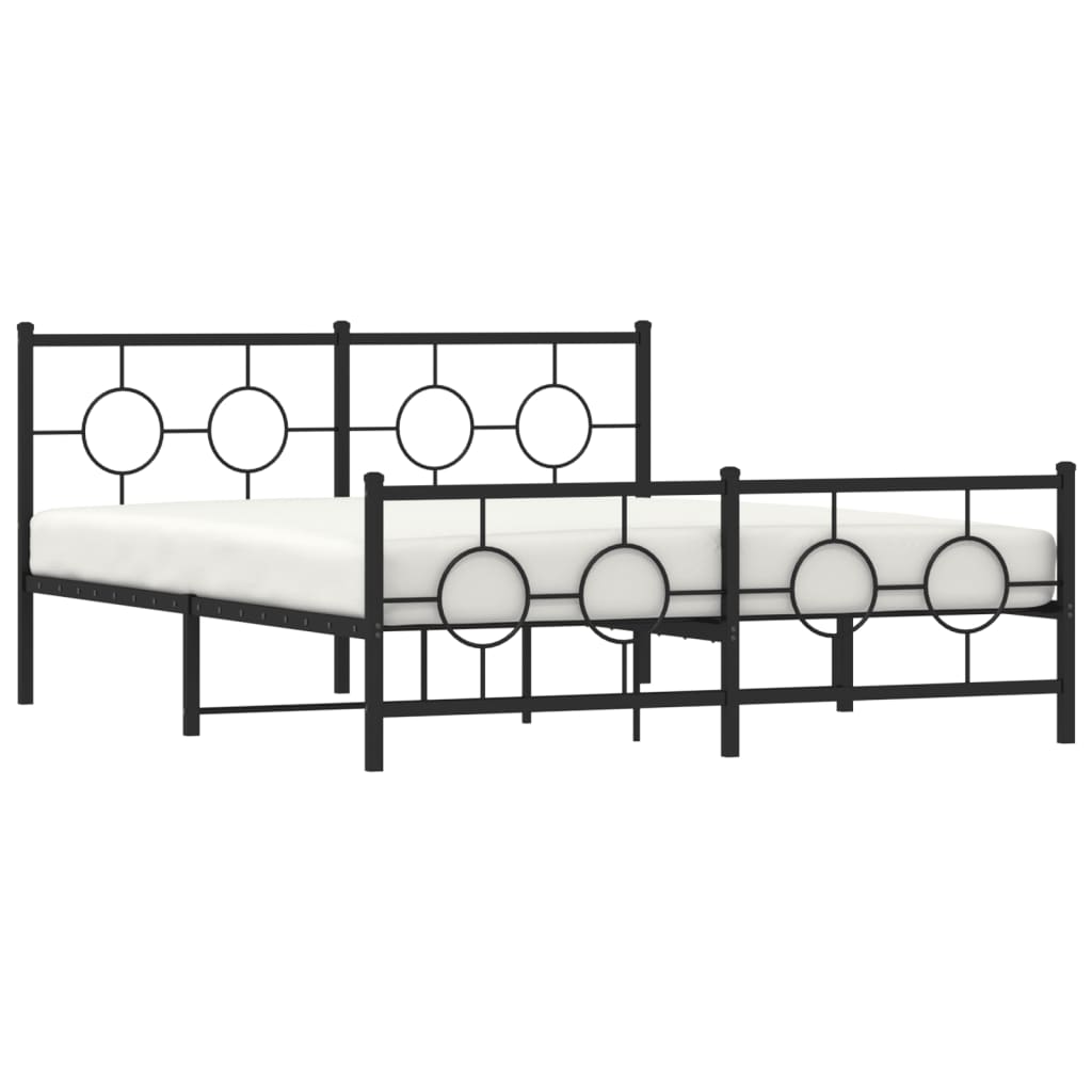 vidaXL Metal Bed Frame without Mattress with Footboard Black 59.1"x78.7"