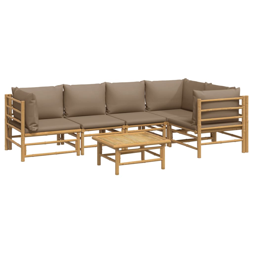 vidaXL 6 Piece Patio Lounge Set with Taupe Cushions Bamboo