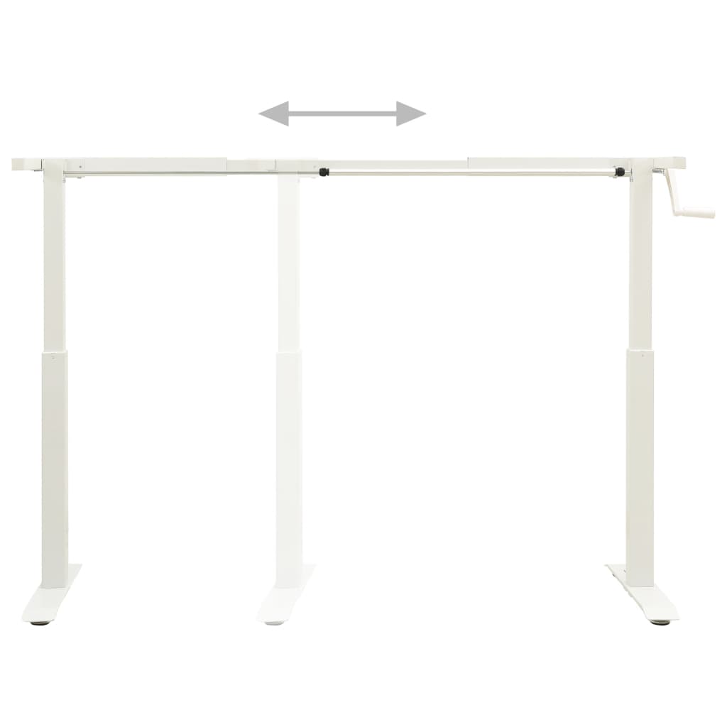 vidaXL Manual Height Adjustable Standing Desk Frame Hand Crank White