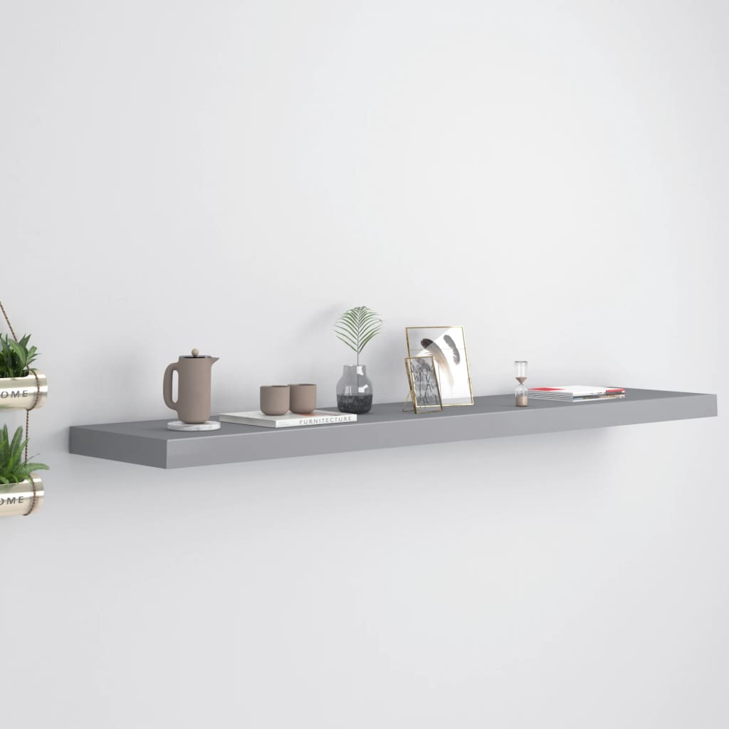 vidaXL Floating Wall Shelf Gray 47.2"x9.3"x1.5" MDF