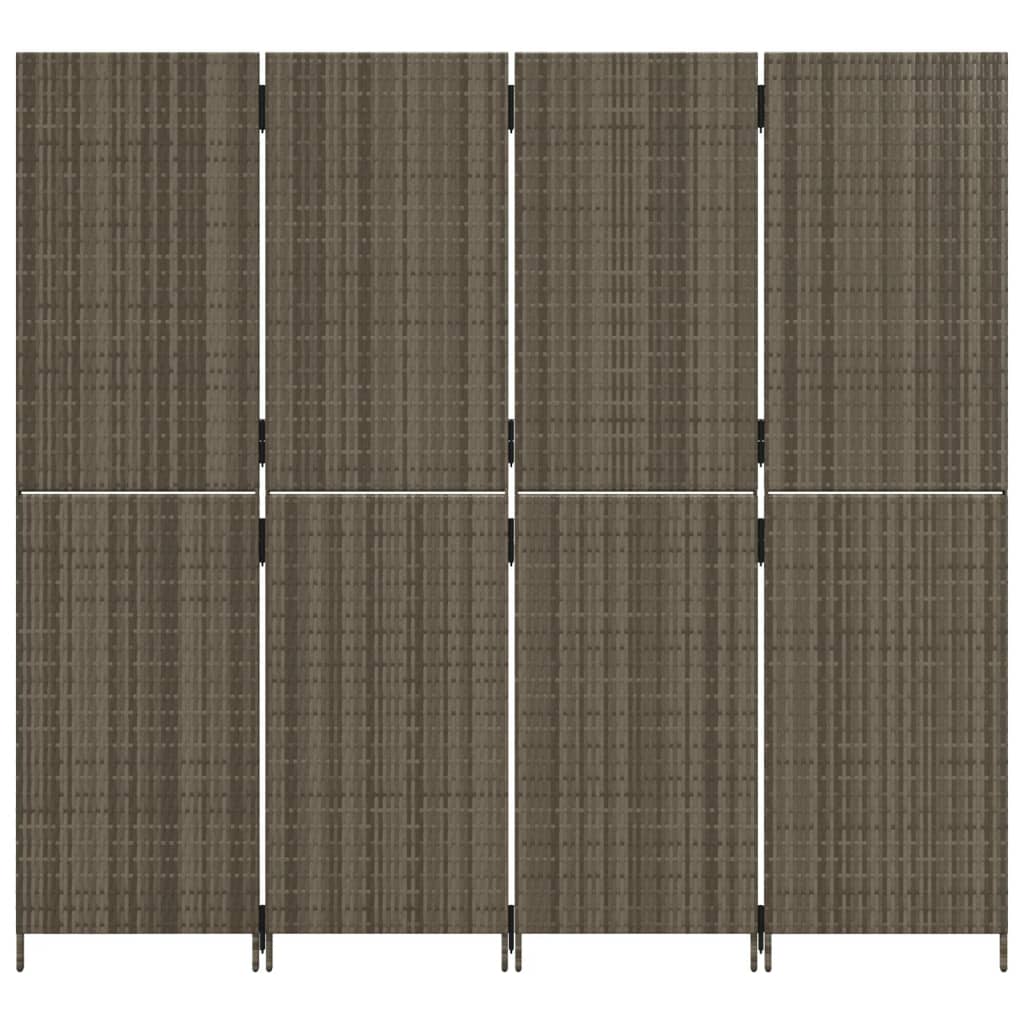 vidaXL Room Divider 4 Panels Gray Poly Rattan