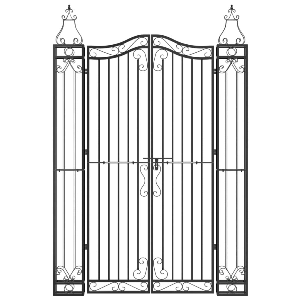 vidaXL Garden Gate Black 47.6"x3.1"x70.9" Wrought Iron