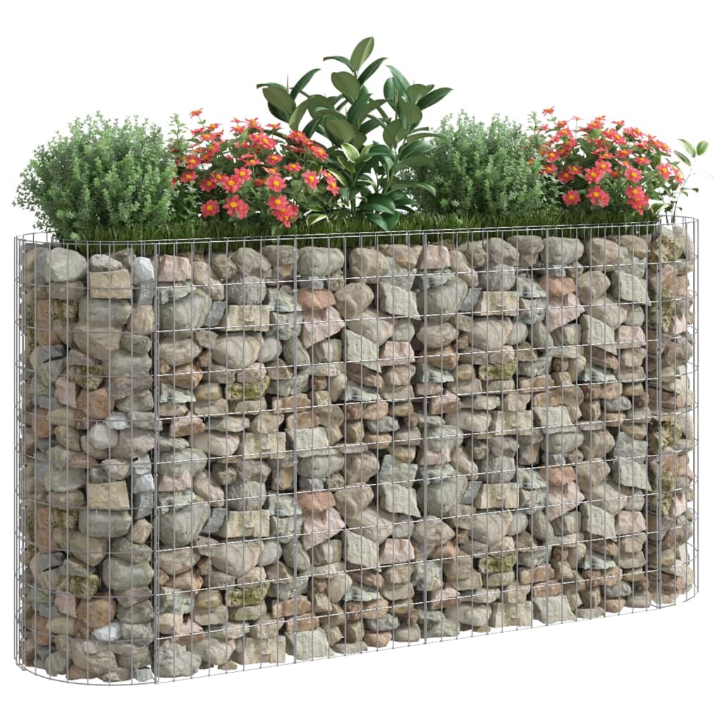 vidaXL Gabion Raised Bed Galvanized Iron 74.8"x19.7"x39.4"