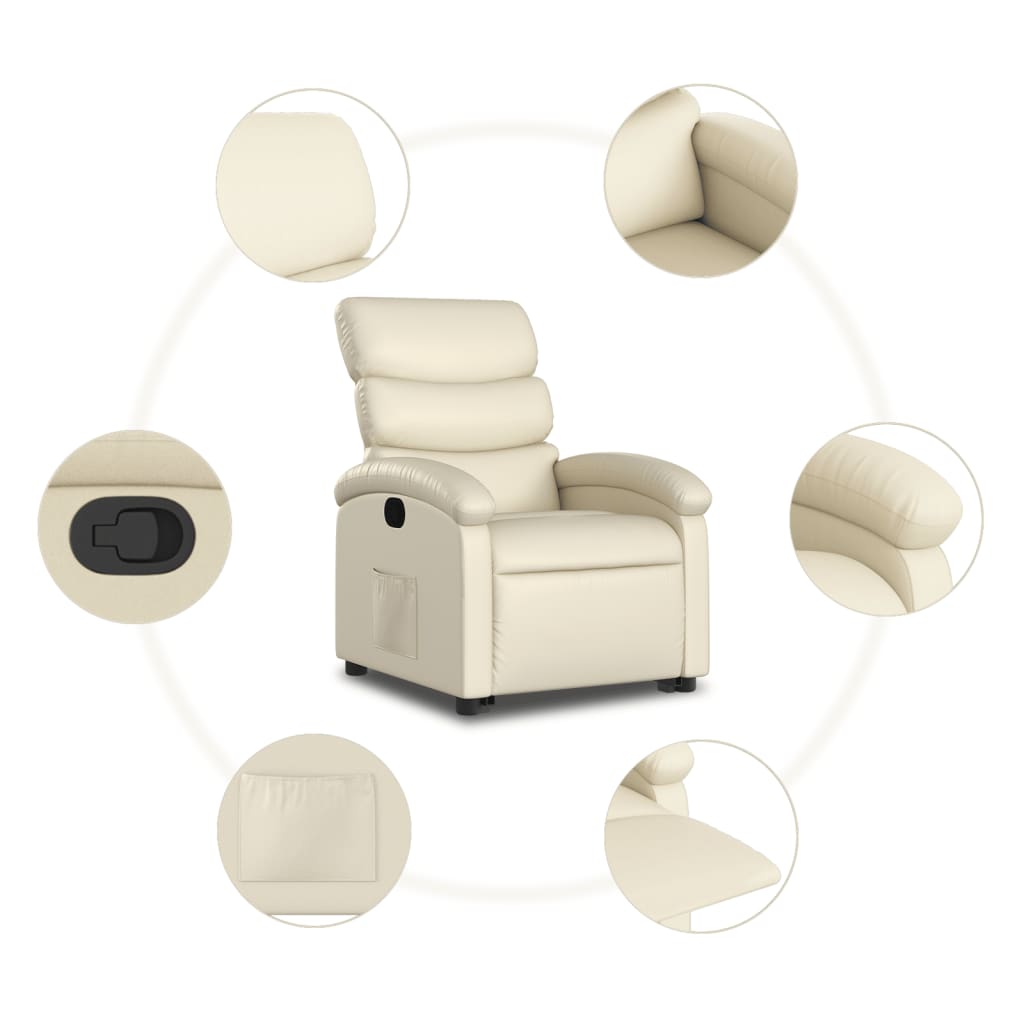 vidaXL Stand up Recliner Chair Cream Faux Leather