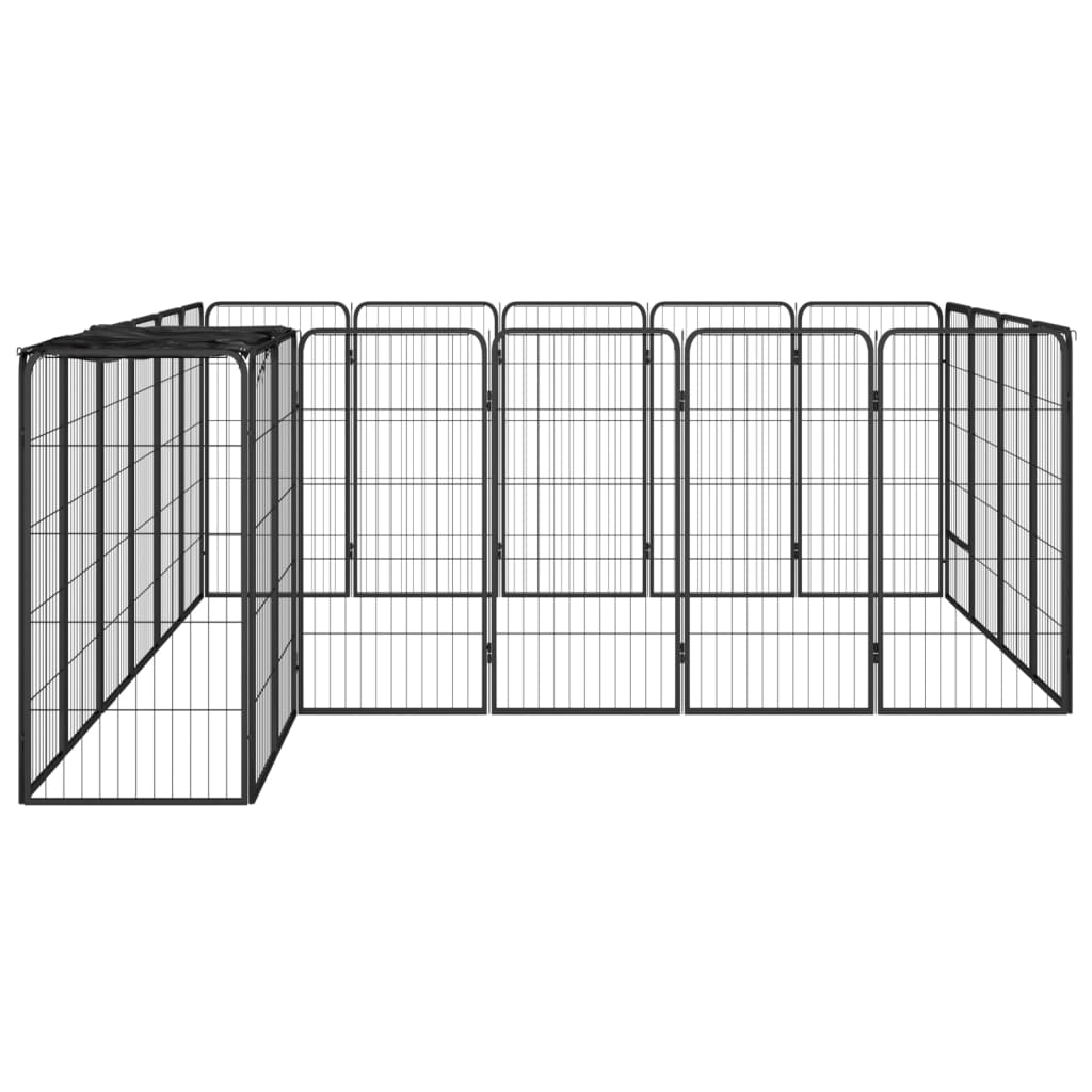 vidaXL 22-Panel Dog Playpen Black 19.7"x39.4" Powder-coated Steel