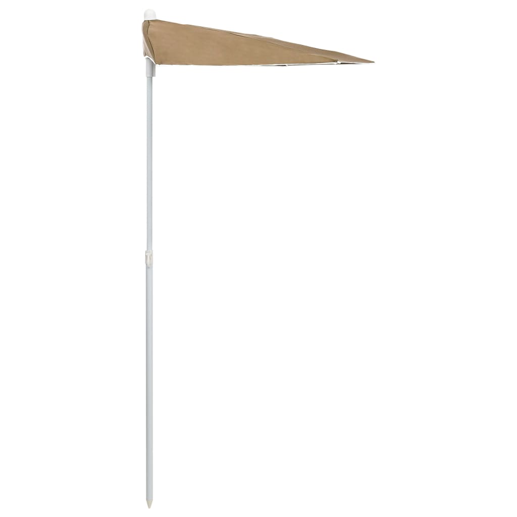 vidaXL Garden Half Parasol with Pole 70.9"x35.4" Taupe