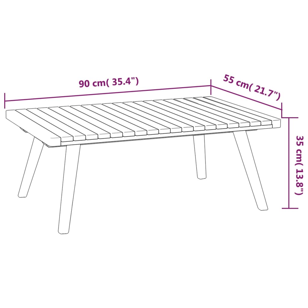 vidaXL 3 Piece Patio Lounge Set with Cushions Solid Acacia Wood