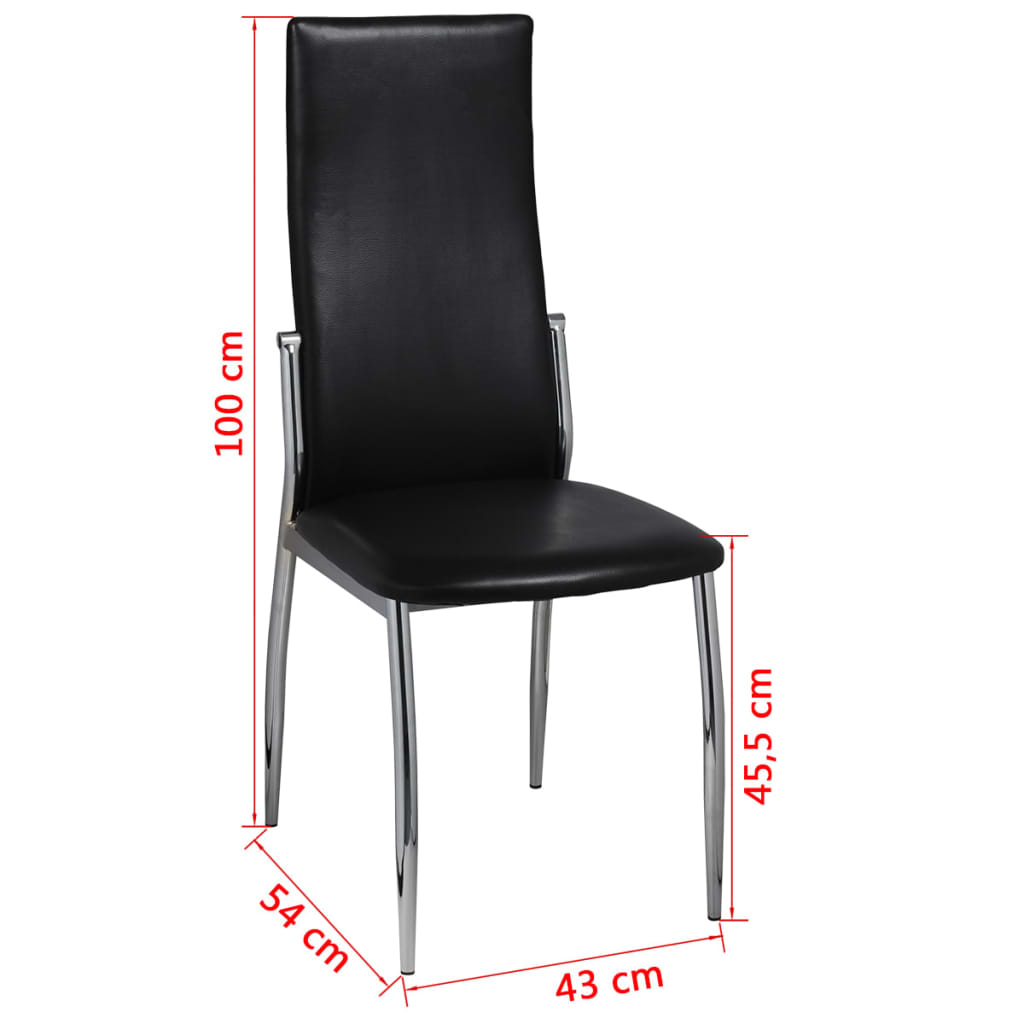 vidaXL Dining Chairs 6 pcs Black Faux Leather