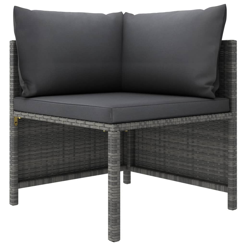 vidaXL 6 Piece Patio Lounge Set with Cushions Poly Rattan Gray