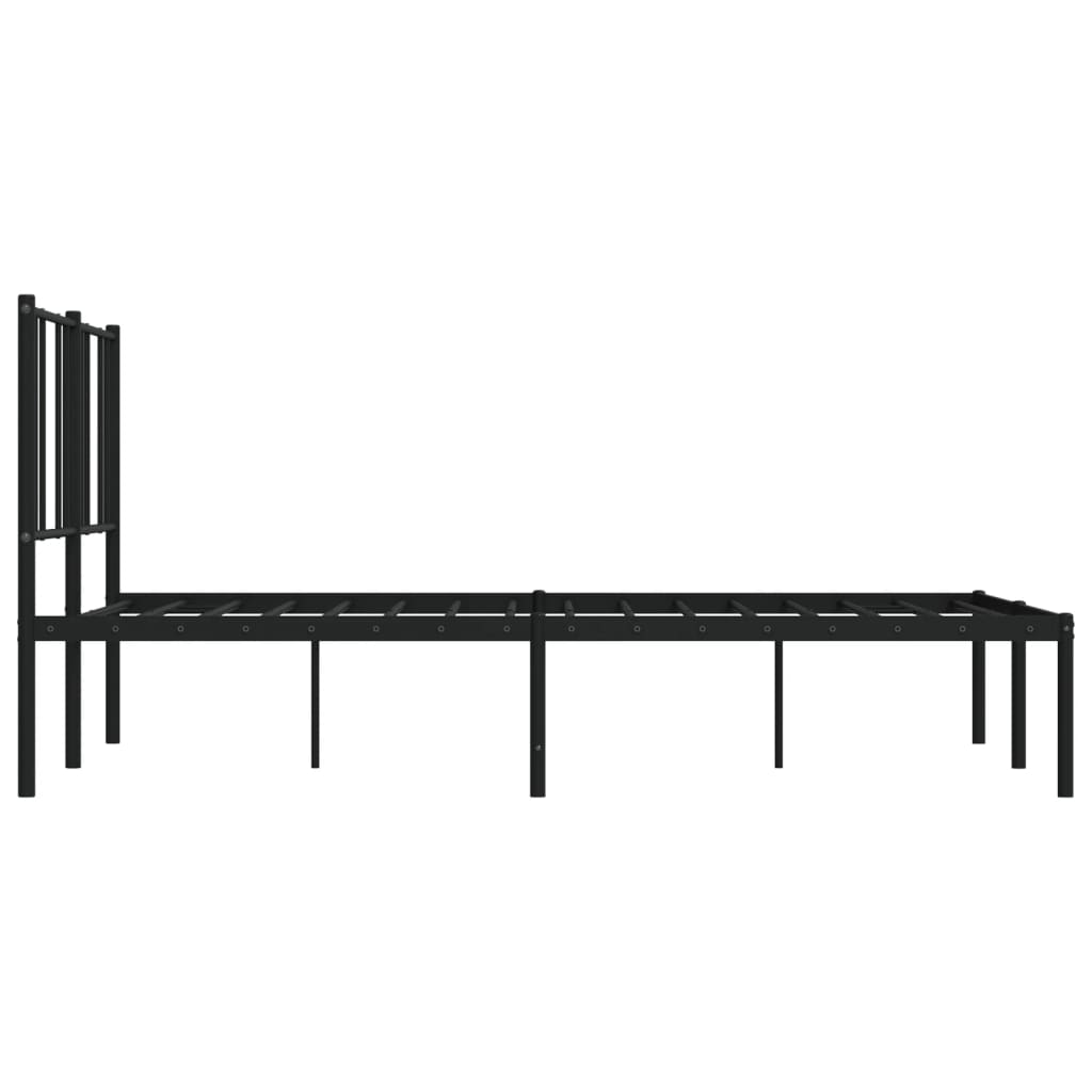 vidaXL Metal Bed Frame without Mattress with Headboard Black 53.1"x74.8"