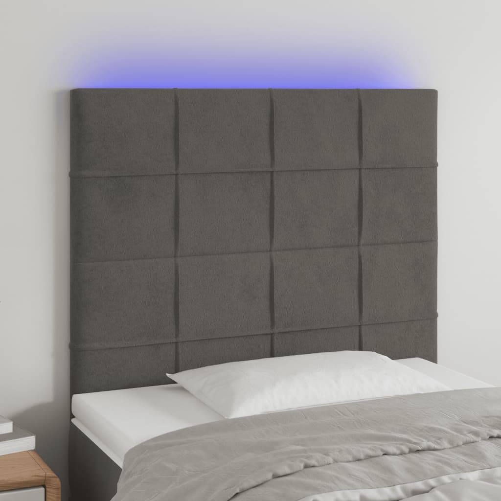 vidaXL LED Headboard Dark Gray 39.4"x2"x46.5"/50.4" Velvet