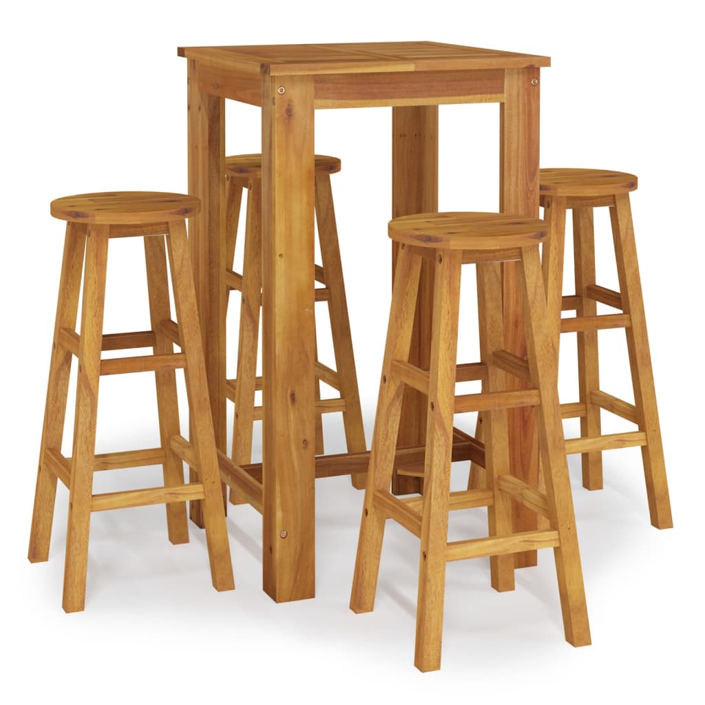 vidaXL 5 Piece Patio Bar Set Solid Wood Acacia