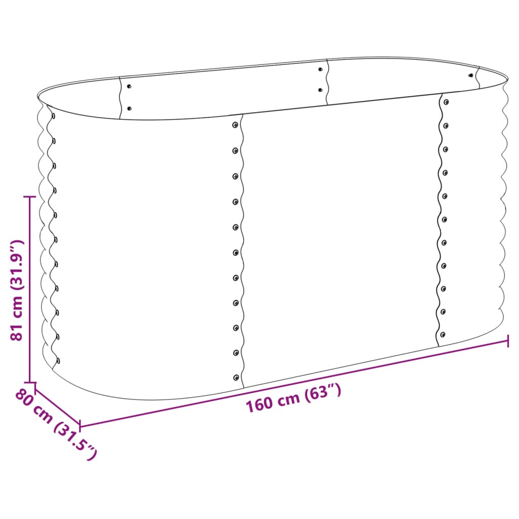 vidaXL Garden Raised Bed 63"x31.5"x31.9" Galvanized Steel Gray