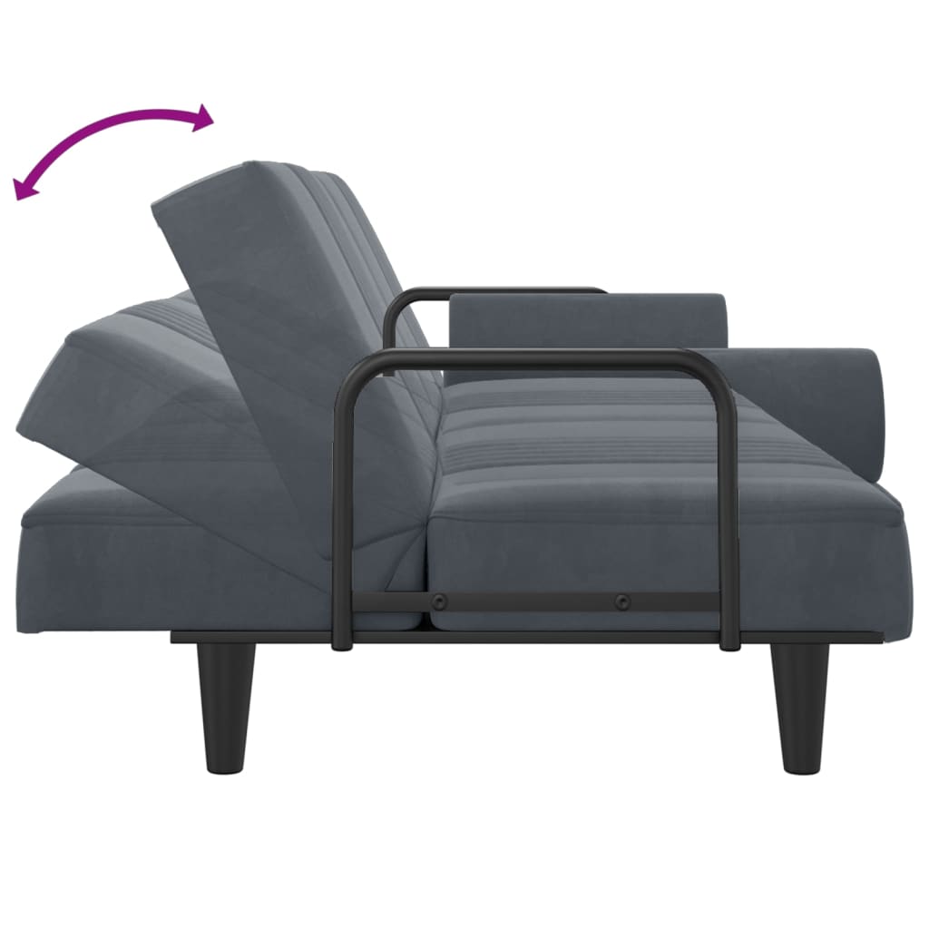 vidaXL Sofa Bed with Armrests Dark Gray Velvet