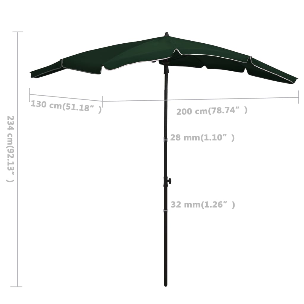 vidaXL Garden Parasol with Pole 78.7"x51.2" Green