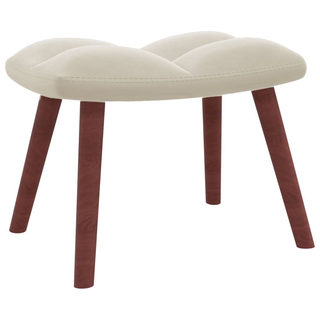 vidaXL Relaxing Chair with a Stool Cream White Velvet