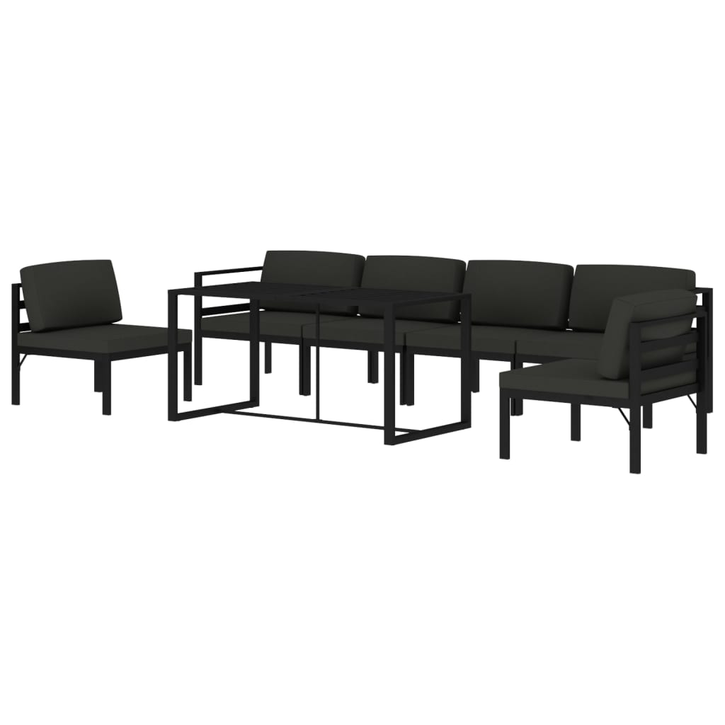 vidaXL 7 Piece Patio Lounge Set with Cushions Aluminum Anthracite