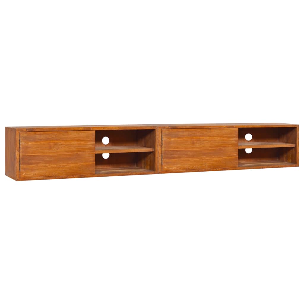 vidaXL Wall-mounted TV Stand 70.9"x11.8"x11.8" Solid Wood Teak