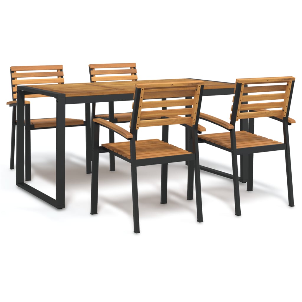 vidaXL 5 Piece Patio Dining Set Solid Wood Acacia and Metal