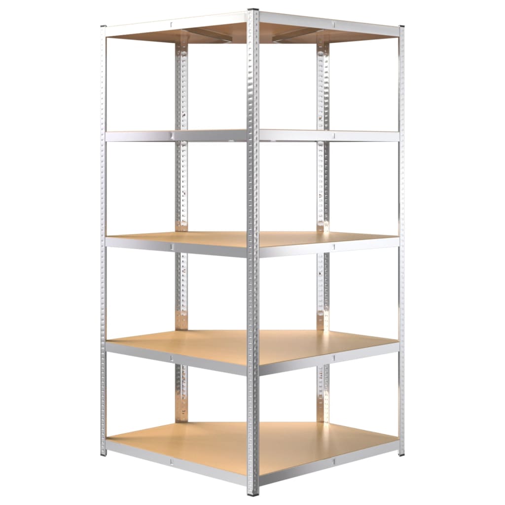 vidaXL 5-Layer Corner Shelf Silver Steel&Engineered Wood