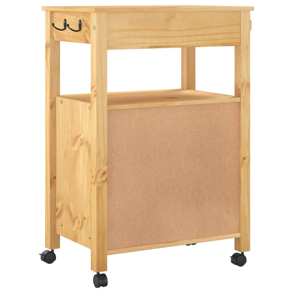 vidaXL Kitchen Trolley MONZA 23.6"x15.7"x35.4" Solid Wood Pine