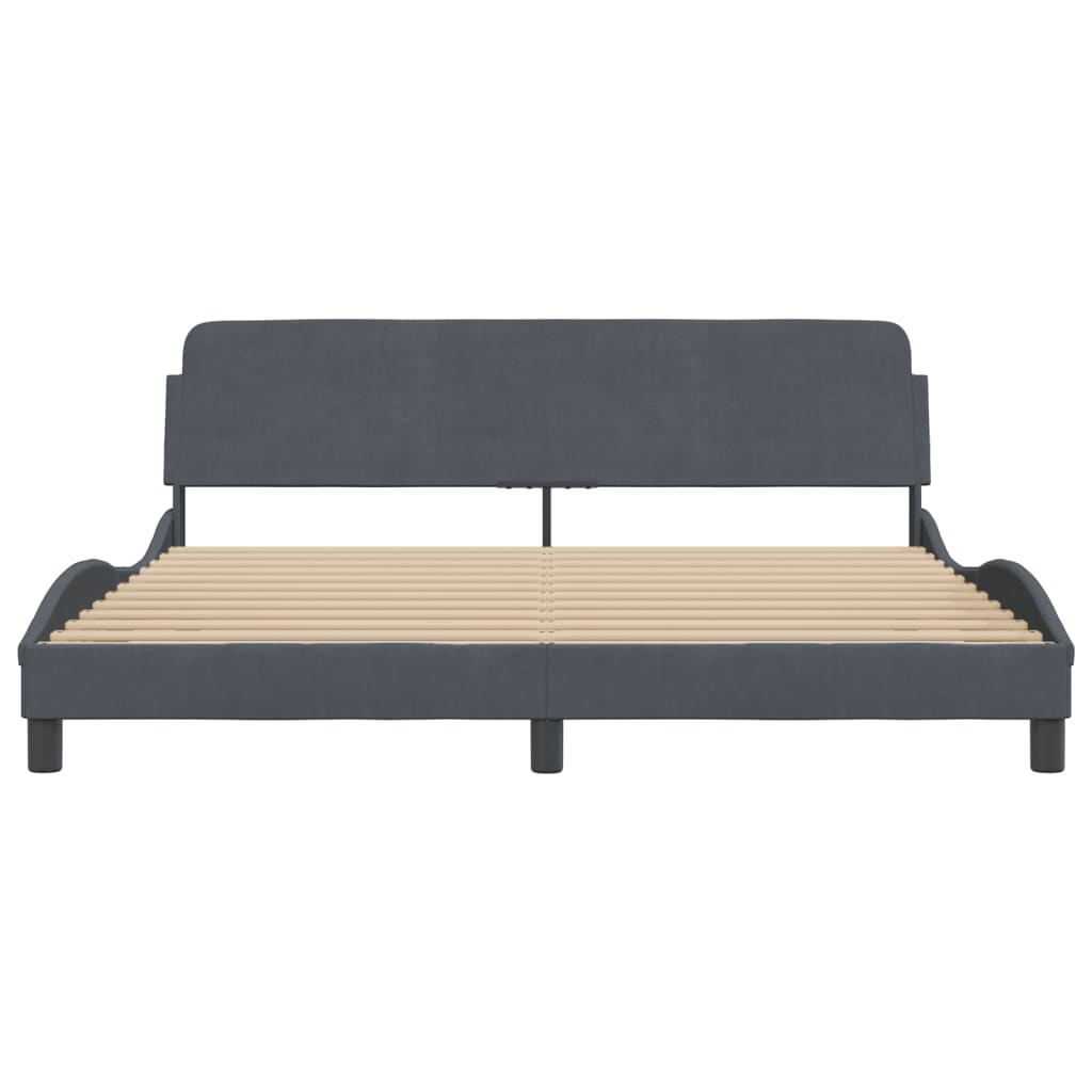 vidaXL Bed Frame with Headboard Dark Gray 72"x83.9" California King Velvet