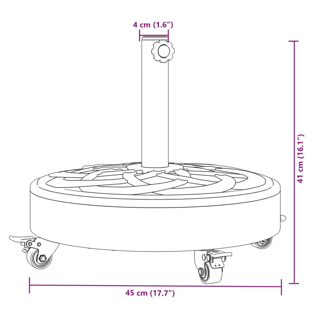 vidaXL Parasol Base with Wheels for Ø1.5"/1.9" Poles 59.5 lb Round