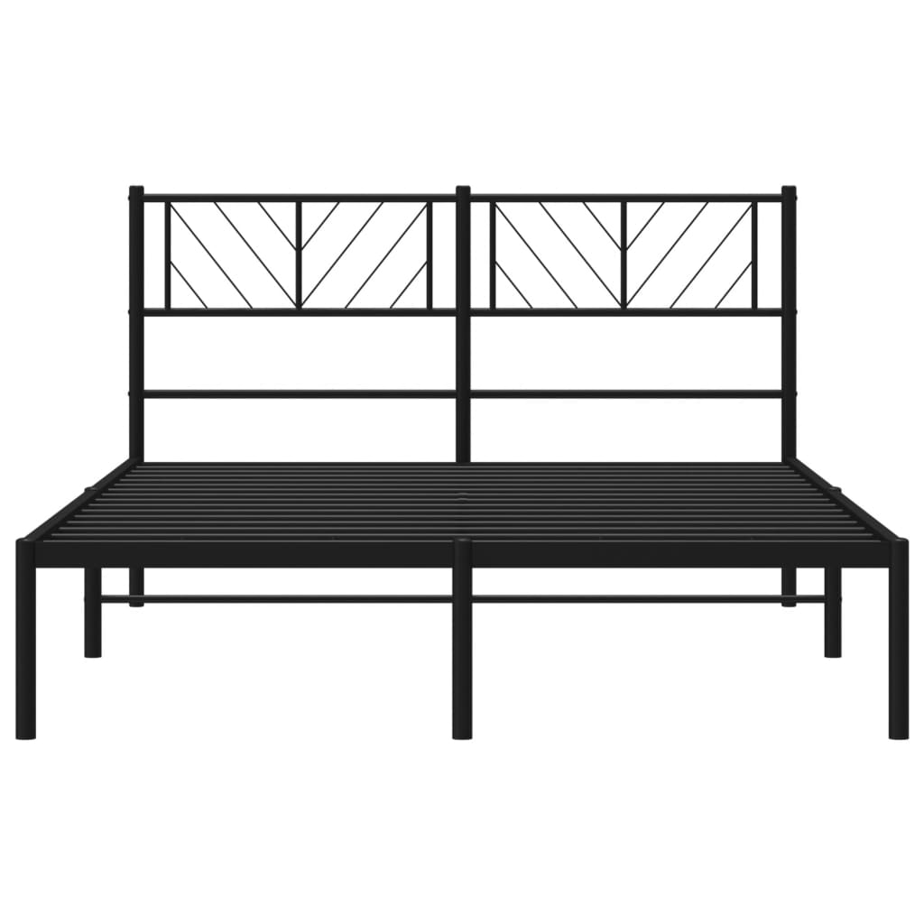 vidaXL Metal Bed Frame without Mattress with Headboard Black 59.1"x78.7"