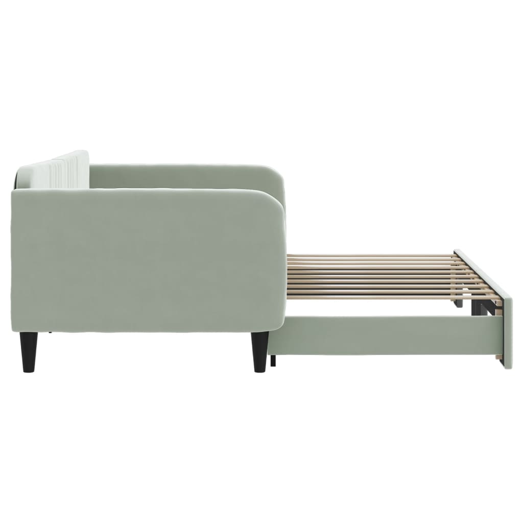 vidaXL Daybed with Trundle Light Gray 39.4"x74.8" Velvet