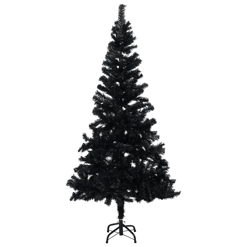 vidaXL Artificial Pre-lit Christmas Tree with Ball Set Black 70.9" PVC