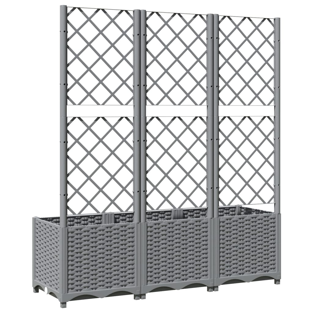 vidaXL Garden Planter with Trellis Light Gray 47.2"x15.7"x53.5" PP